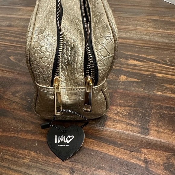 IMOSHION Cosmetic Bag Gold Croc Embossed Makeup Travel Case New With Tags - Picture 4 of 7